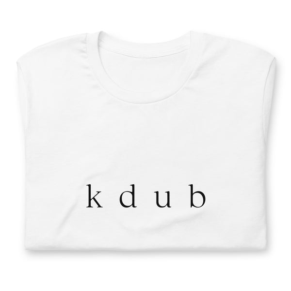 k d u b unisex white tee